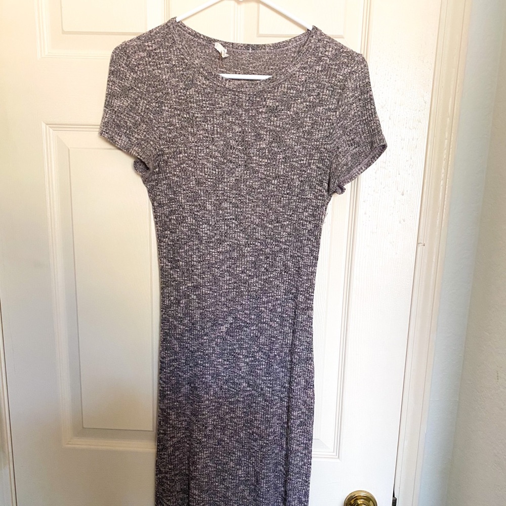 Pink/ Grey woven knee length dress